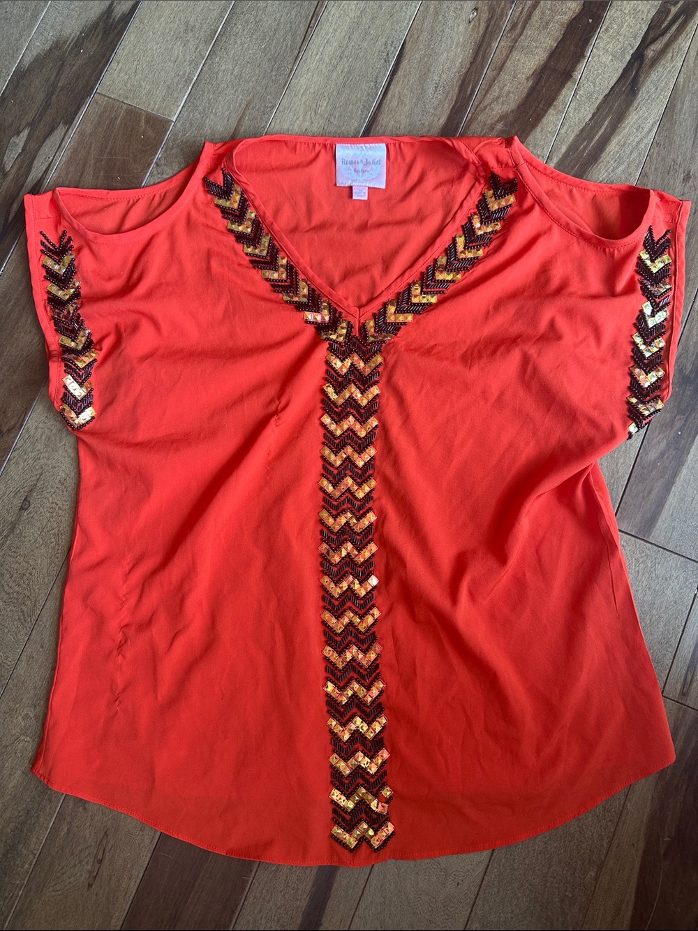 Romeo & Juliet Couture Orange Blouse M EUC